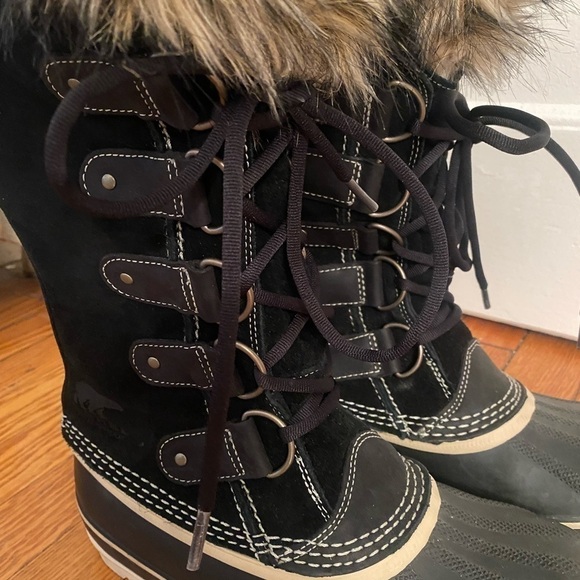 Sorel Joan of Arctic Snow Boots Black Faux Fur Size 11 - Picture 4 of 11